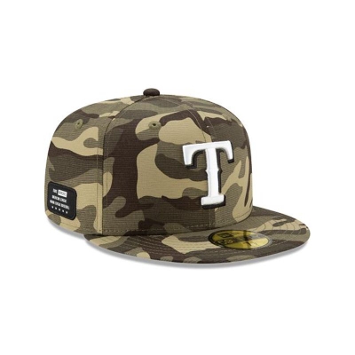 Green Texas Rangers Hat - New Era MLB Armed Forces Weekend 59FIFTY Fitted Caps USA7421839